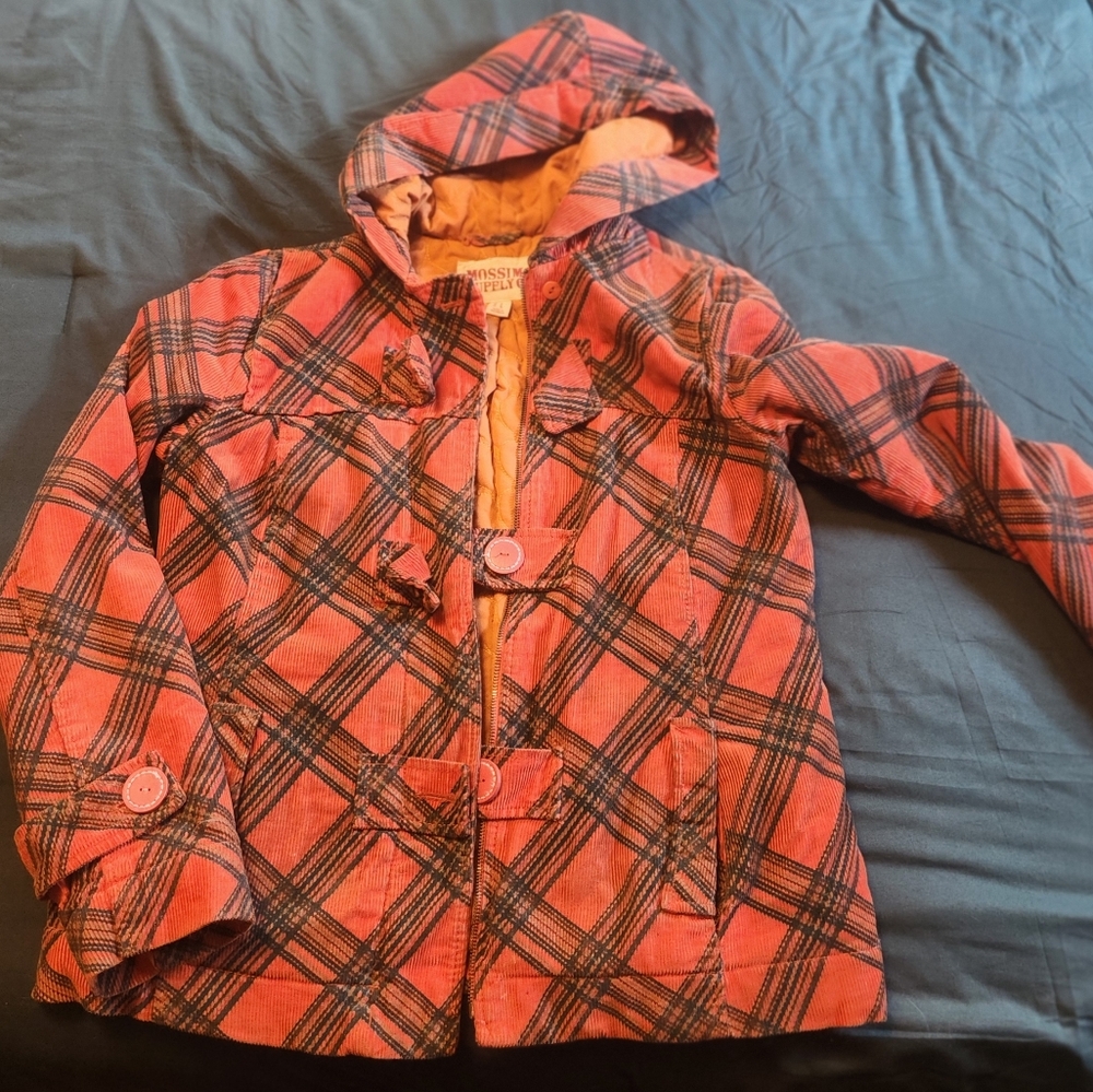 Mossimo Supply Co. Orange Corduroy Plaid Jacket Coat